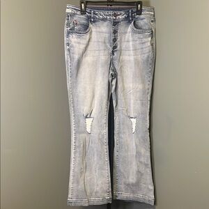 Peace Love World Blue Flare Wide Leg Jeans